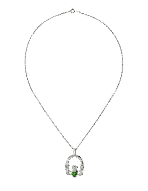 Load image into Gallery viewer, Vintage Claddagh Necklace Austrian Heart Crystal 18k Yellow Gold Electroplated Made in the USA by PVD Vintage Jewelry
