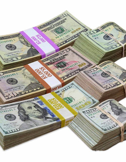 Load image into Gallery viewer, $34,000 ✔️RealAged™ Full Print New Series Stacks &amp; Bands Pack by Prop Money Inc
