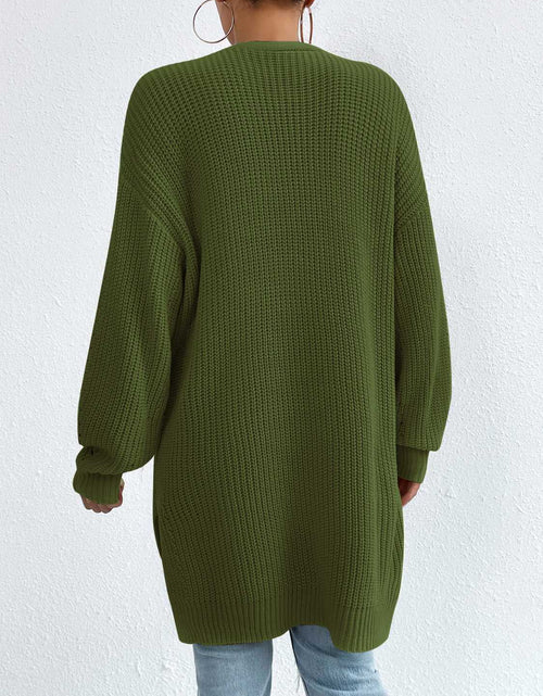 Load image into Gallery viewer, Open Front Dropped Shoulder Slit Cardigan
