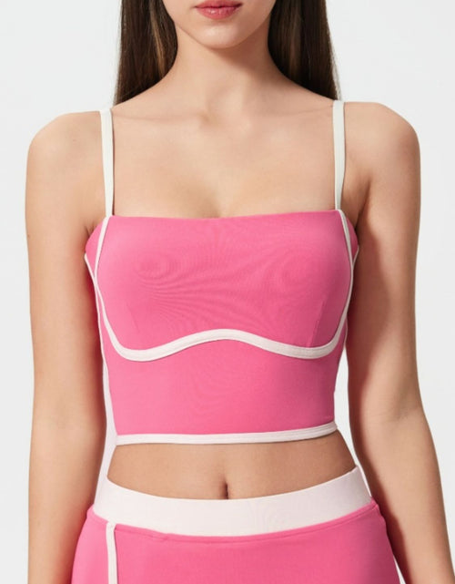 Load image into Gallery viewer, Millennia Contrast Trim Square Neck Active Cami with Detachable Chest Pads
