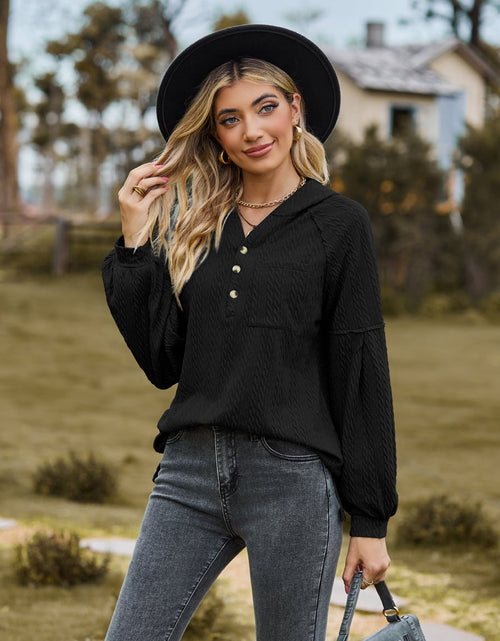 Load image into Gallery viewer, Cable-Knit Dropped Shoulder Hoodie

