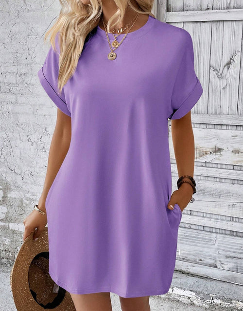 Load image into Gallery viewer, Round Neck Short Sleeve Mini Dress
