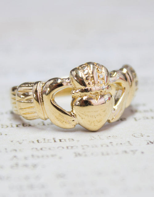 Load image into Gallery viewer, Handcrafted Vintage Ring 18k Gold Irish Claddagh Ring Antique #R1768 Antique Rings Jewelry by PVD Vintage Jewelry
