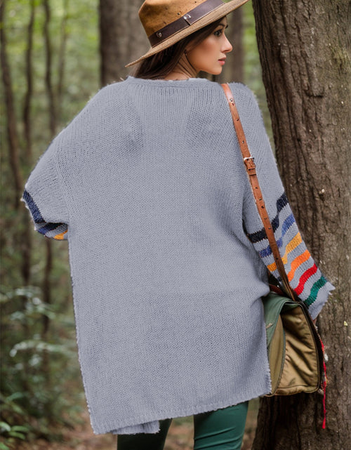 Load image into Gallery viewer, Striped Open Front Long Sleeve Cardigan
