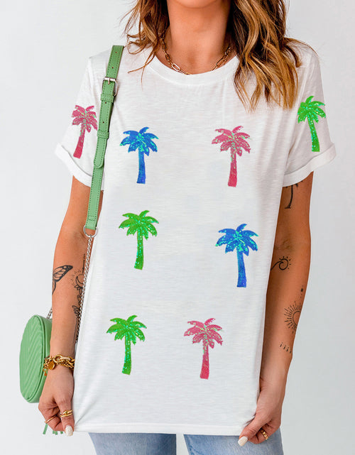 Load image into Gallery viewer, Coconut Palm Round Neck Short Sleeve T-Shirt
