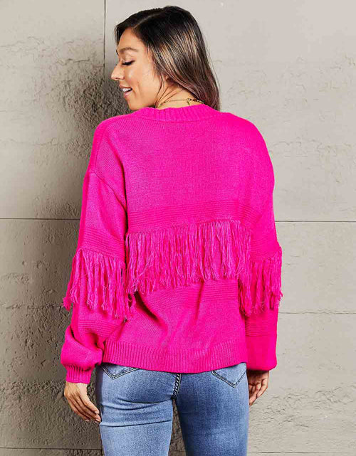 Load image into Gallery viewer, Angel Wings Fringe Trim Open Front Cardigan
