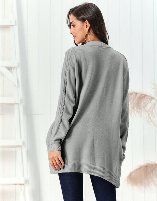 Load image into Gallery viewer, Cable-Knit Open Front Long Sleeve Cardigan
