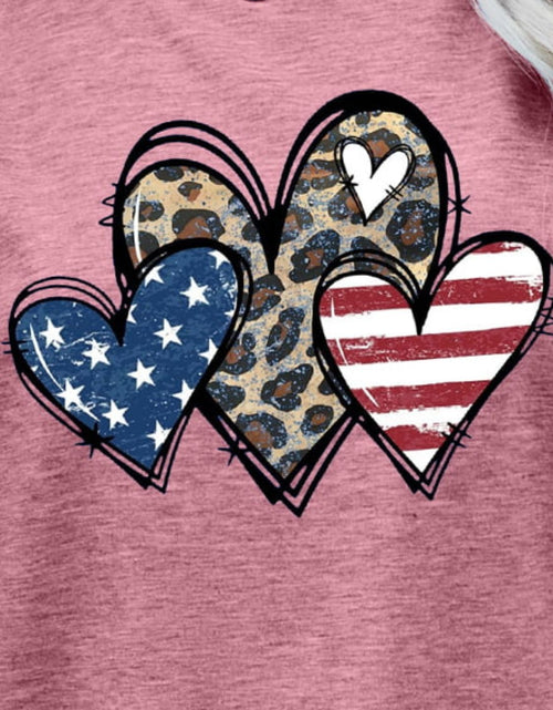 Load image into Gallery viewer, US Flag Leopard Heart Graphic Tee
