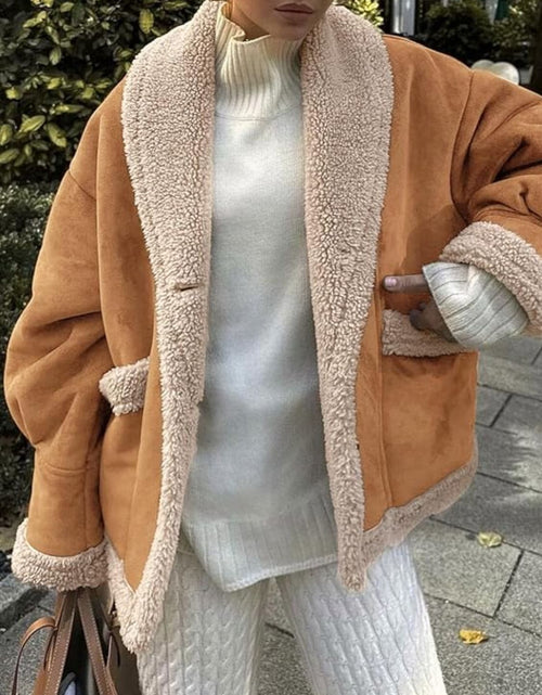 Load image into Gallery viewer, Fuzzy Collared Neck Long Sleeve Jacket
