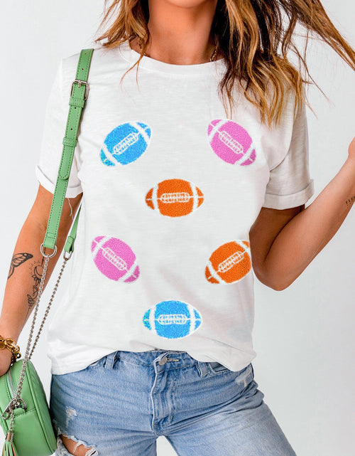 Load image into Gallery viewer, Football Round Neck Short Sleeve T-Shirt
