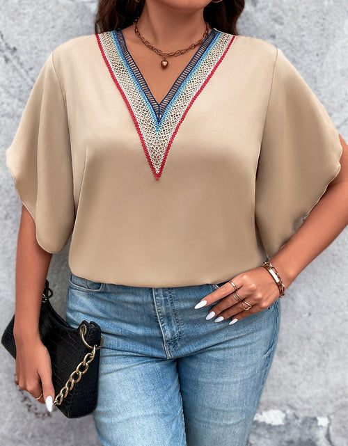 Load image into Gallery viewer, Honey Plus Size V-Neck Flutter Sleeve Blouse
