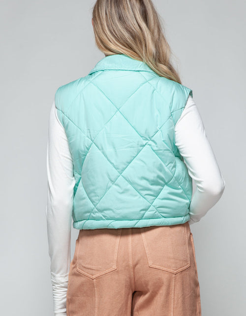 Load image into Gallery viewer, Snobbish Snap Down Quilted Crop Vest
