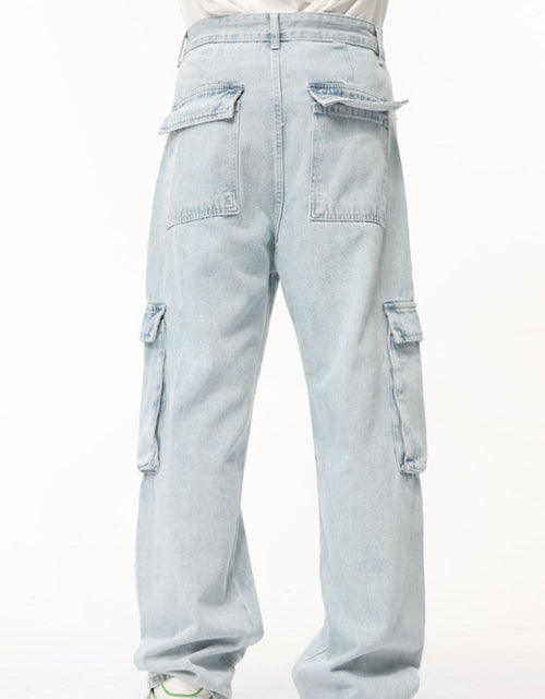 Load image into Gallery viewer, Men's Washed Straight Cargo Jeans
