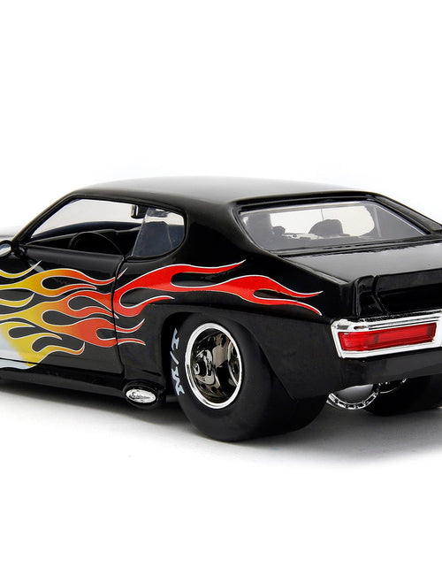 Load image into Gallery viewer, 1971 Pontiac GTO Black with Flame Graphics "Bigtime Muscle" Series 1/24 Diecast Model Car by Jada

