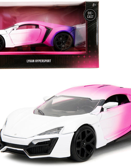 Load image into Gallery viewer, Lykan Hypersport White Pink and Purple Gradient "Pink Slips" Series 1/24 Diecast Model Car by Jada
