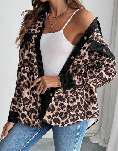 Load image into Gallery viewer, Leopard Collared Neck Button Up Shacket

