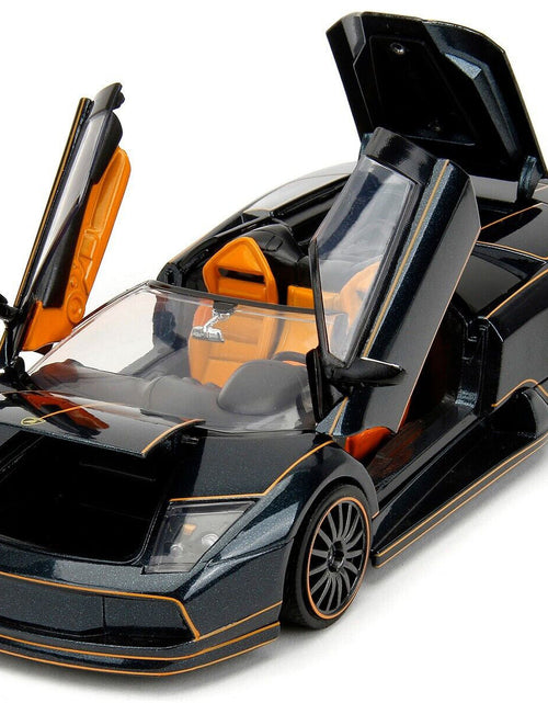 Load image into Gallery viewer, Lamborghini Murcielago Roadster Black Metallic with Orange Interior "Pink Slips" Series 1/24 Diecast Model Car by Jada
