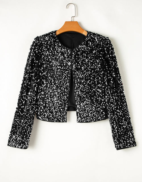 Load image into Gallery viewer, Sequin Open Front Long Sleeve Jacket
