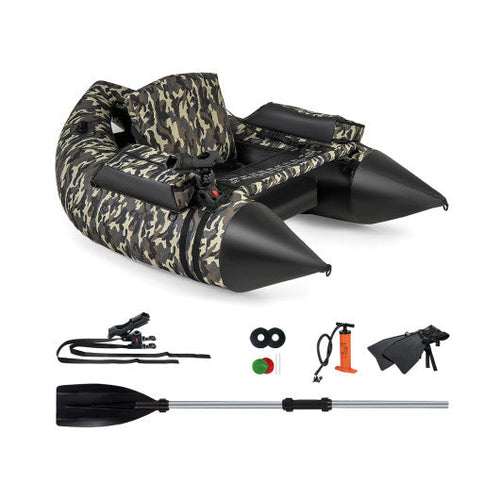 Load image into Gallery viewer, 350 LBS Inflatable Fishing Float Tube with Adjustable Backrest and Backpack Straps-Camouflage
