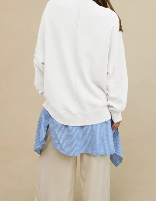 Load image into Gallery viewer, Side Slit Round Neck Long Sleeve Sweatshirt
