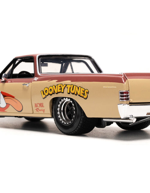 Load image into Gallery viewer, 1967 Chevrolet El Camino Brown and Beige with Graphics and Tasmanian Devil (Taz) Diecast Figure "Looney Tunes" "Hollywood Rides" Series 1/24 Diecast Model Car by Jada
