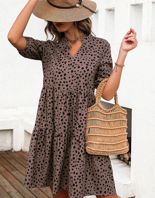 Load image into Gallery viewer, Printed Notched Half Sleeve Dress
