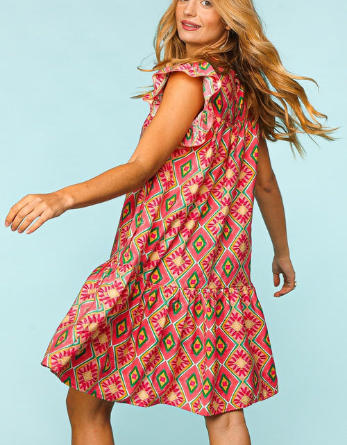 Load image into Gallery viewer, Haptics Full Size Ruffled Printed Dress with Side Pockets
