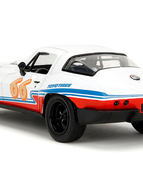 Load image into Gallery viewer, 1966 Chevrolet Corvette #66 "Racing Spirit" White with Graphics "Bigtime Muscle" Series 1/24 Diecast Model Car by Jada
