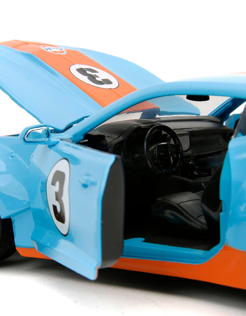 Load image into Gallery viewer, 2016 Chevrolet Camaro Widebody #3 Light Blue with Orange Stripes "Gulf Oil" "Wide Body" Series 1/24 Diecast Model Car by Jada
