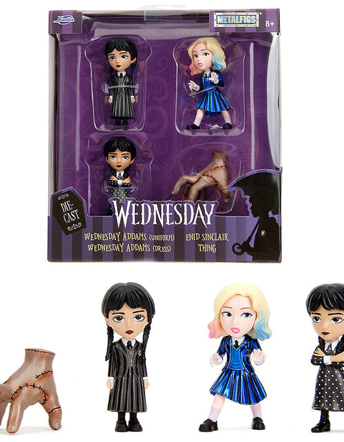 Load image into Gallery viewer, Set of 4 Diecast Figures "Wednesday" (2022-Current) TV Series "Metalfigs" Series Diecast Models by Jada
