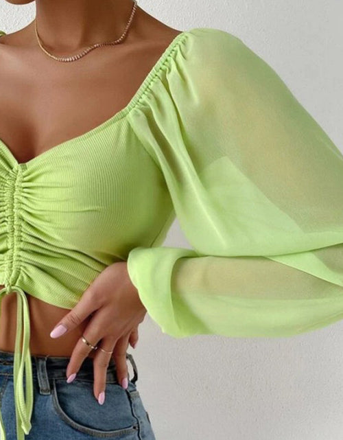 Load image into Gallery viewer, Drawstring Sweetheart Neck Cropped Top
