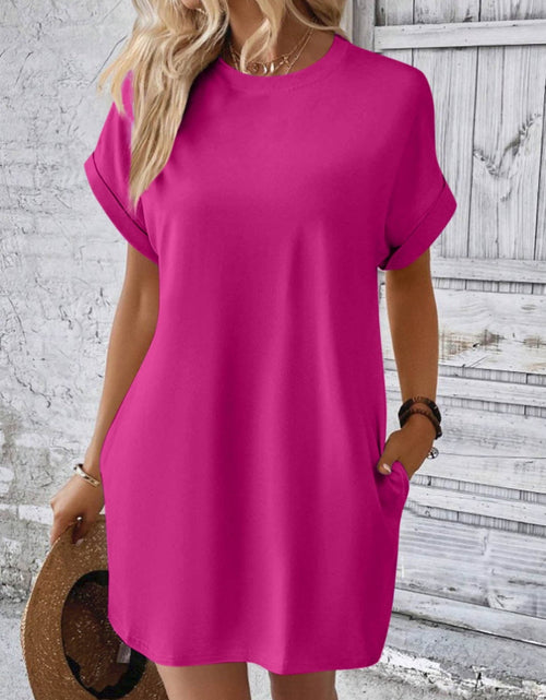 Load image into Gallery viewer, Round Neck Short Sleeve Mini Dress
