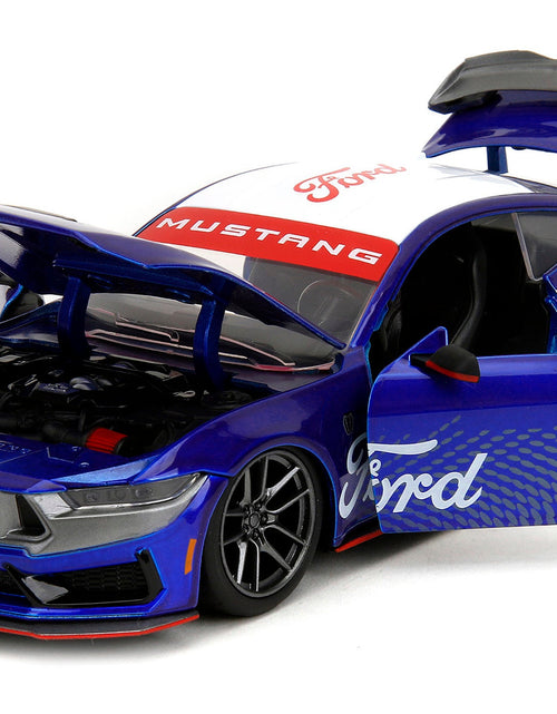 Load image into Gallery viewer, 2024 Ford Mustang Dark House Candy Blue with White Top and "Mustang Horse Graphics" "Bigtime Muscle" Series 1/24 Diecast Model Car by Jada
