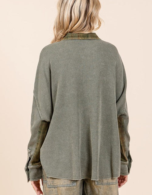 Load image into Gallery viewer, Mittoshop Mineral Washed Plaid Button Down Shacket
