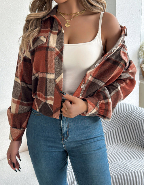 Load image into Gallery viewer, Plaid Button Up Long Sleeve Jacket
