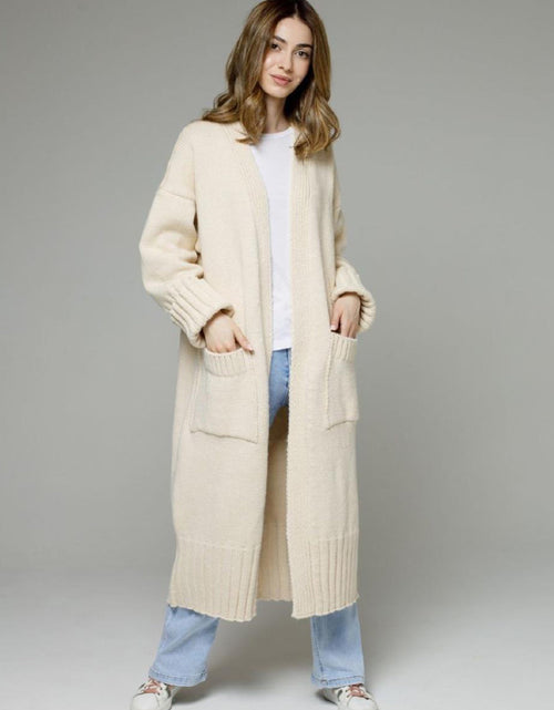 Load image into Gallery viewer, Pocketed Open Front Dropped Shoulder Cardigan
