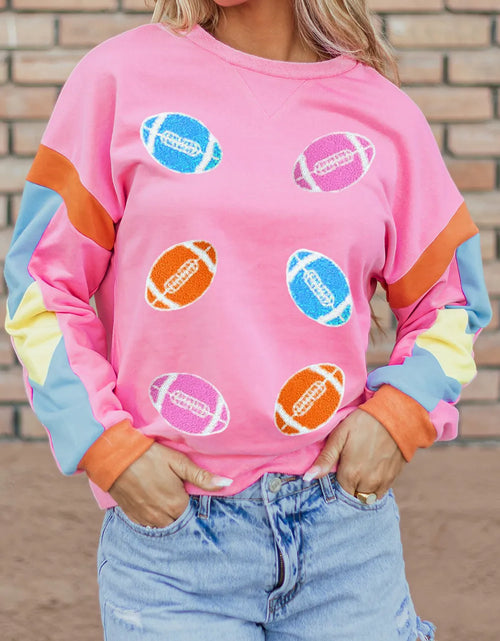 Load image into Gallery viewer, Contrast Football Long Sleeve Sweatshirt
