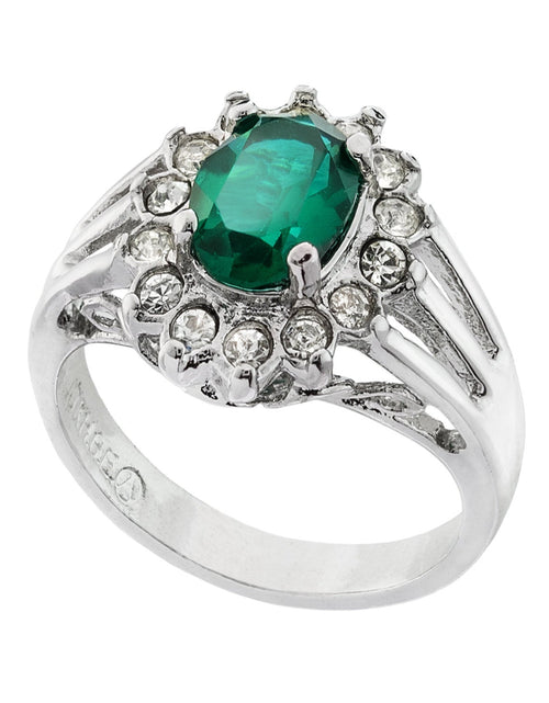 Load image into Gallery viewer, Vintage Jewelry Genuine Stone or Crystal Surrounded by Clear Austrian Crystals Ring Made in the USA by PVD Vintage Jewelry
