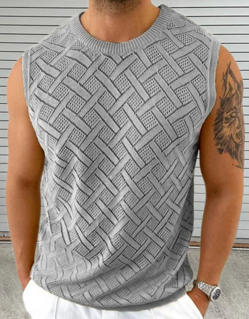 Load image into Gallery viewer, Men's Round Neck Sleeveless Eyelet Knit Top
