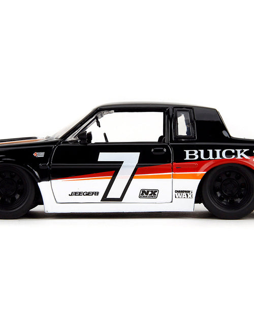 Load image into Gallery viewer, 1987 Buick Grand National #7 "Buick Racing" Black and White with Stripes "Bigtime Muscle" Series 1/24 Diecast Model Car by Jada
