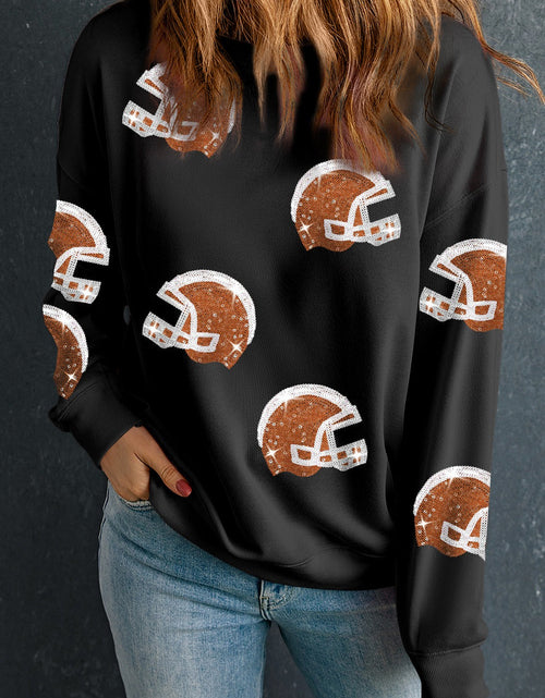 Load image into Gallery viewer, Sequin Round Neck Long Sleeve Sweatshirt
