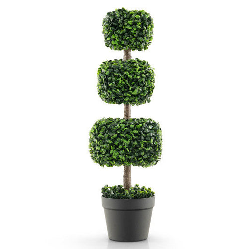 Load image into Gallery viewer, 35 Inch Artificial Boxwood Topiary Ball Tree with Cement-filled Pot-Green
