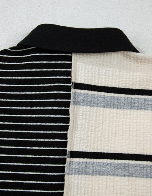 Load image into Gallery viewer, Striped Patchwork Long Sleeve Mini Dress
