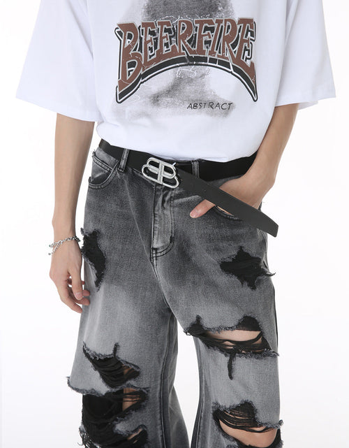 Load image into Gallery viewer, Distressed Wide Leg Jeans with Pockets
