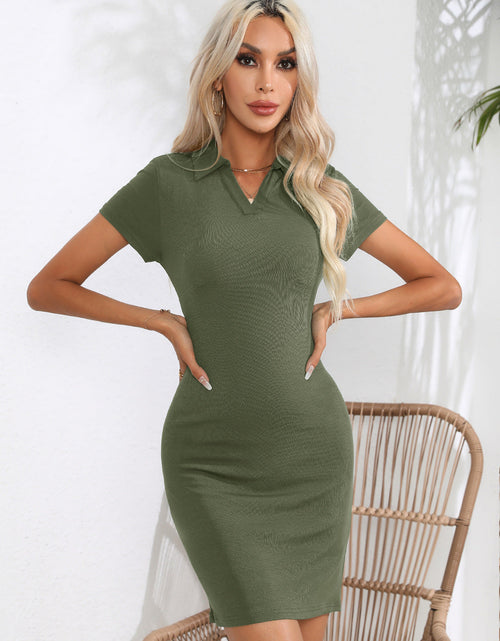 Load image into Gallery viewer, Johnny Collar Short Sleeve Bodycon Dress
