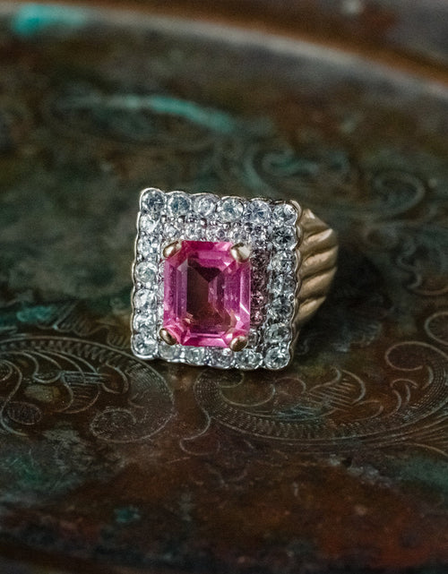 Load image into Gallery viewer, Vintage Austrian Crystal Cocktail Ring 18k Yellow or White Gold Electroplated Women's Birthstne RingMade in USA by PVD Vintage Jewelry
