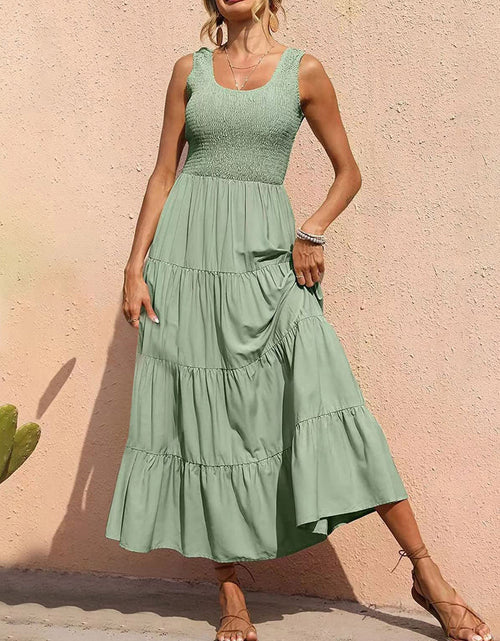 Load image into Gallery viewer, Tiered Smocked Wide Strap Dress
