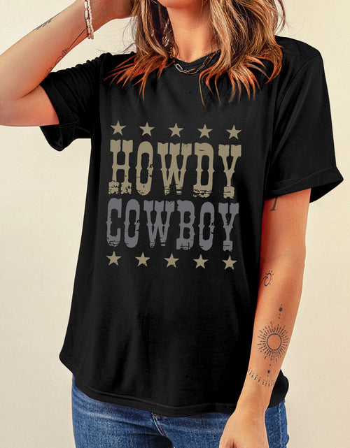 Load image into Gallery viewer, Letter Graphic Round Neck Short Sleeve T-Shirt

