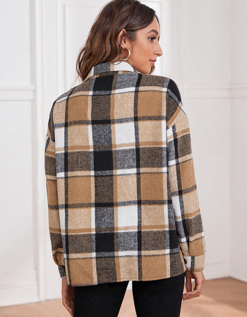 Load image into Gallery viewer, Plaid Collared Neck Button Down Jacket
