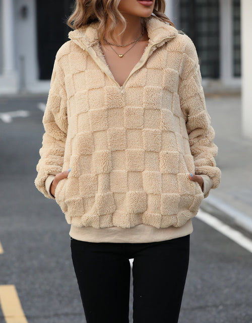 Load image into Gallery viewer, Fuzzy Quarter Zip Long Sleeve Sweatshirt
